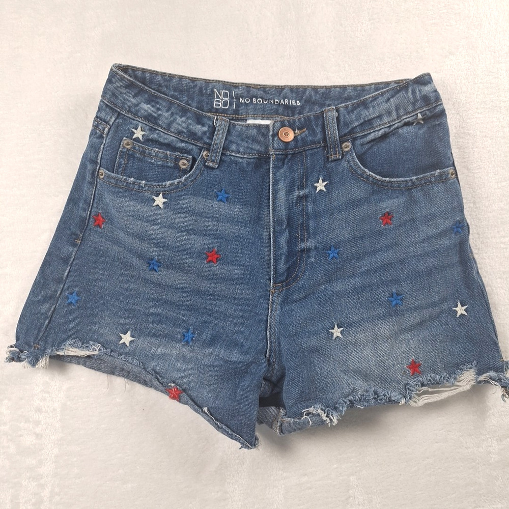No Boundaries Women's Shorts Juniors Size 3 Denim Blue Short Size 28